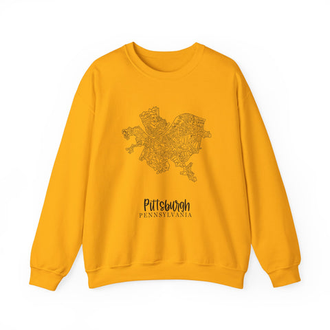Pittsburgh Neighborhood Map Heavy Blend™ Crewneck Sweatshirt