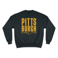 Big Pittsburgh - Champion Crewneck Sweatshirt Sweatshirt Printify Black S 