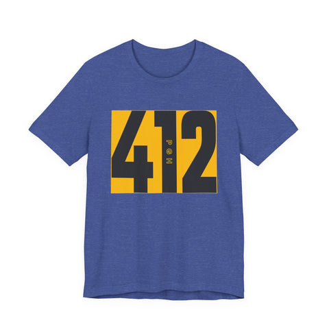 412 Bold Number T‑Shirt — Retro Yellow & Black City Area Code Tee