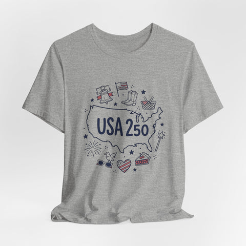 Retro USA Map Graphic Tee | 4th of July Stars & Stripes, Patriotic Vintage