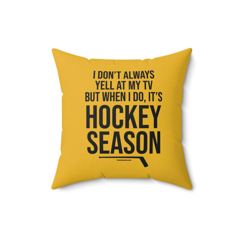 Pittsburgh Hockey Yellow & Black Square Pillow Home Decor Printify