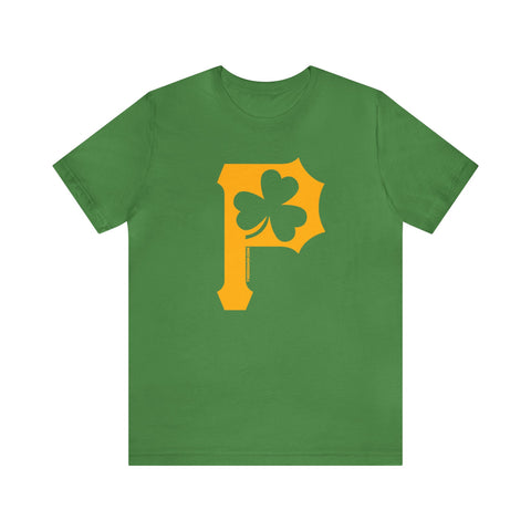 St. Patty's Day Shamrock - P for Pittsburgh Series  - Short Sleeve Shirt T-Shirt Printify Leaf S 