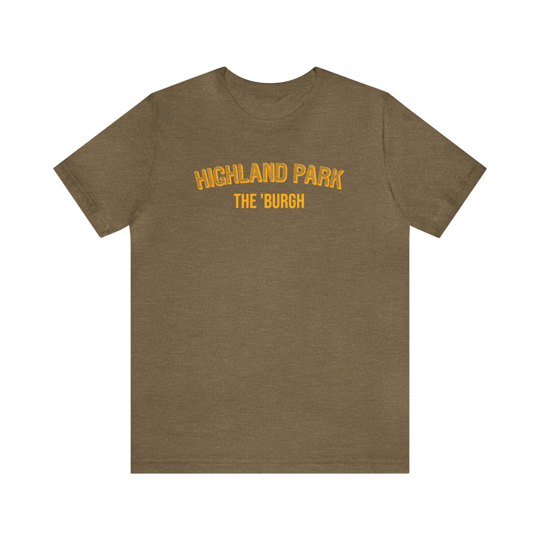 Highland Park  - The Burgh Neighborhood Series - Unisex Jersey Short Sleeve Tee T-Shirt Printify Heather Olive S 