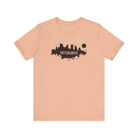 Pittsburgh Splash Skyline T-Shirt  - Unisex bella+canvas 3001 T-Shirt Printify Heather Peach S 