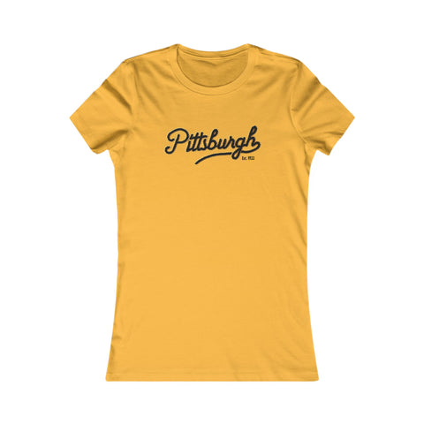Pittsburgh Faux Embroidery Women's  Slim Feminine Fit Tee