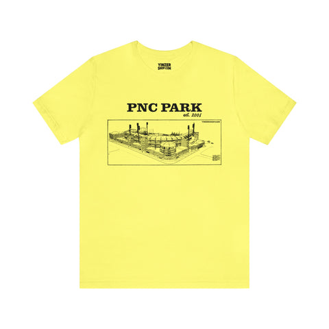 PNC Park - 2001 - Retro Schematic - Short Sleeve Tee T-Shirt Printify Yellow S 