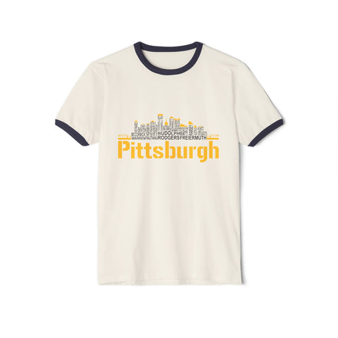 Pittsburgh Football Team Names - Unisex Cotton Ringer T-Shirt