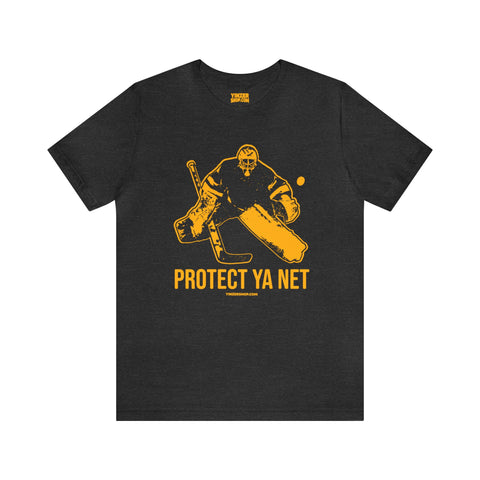 Protect Ya Net - Hockey - Short Sleeve Tee T-Shirt Printify Dark Grey Heather S 