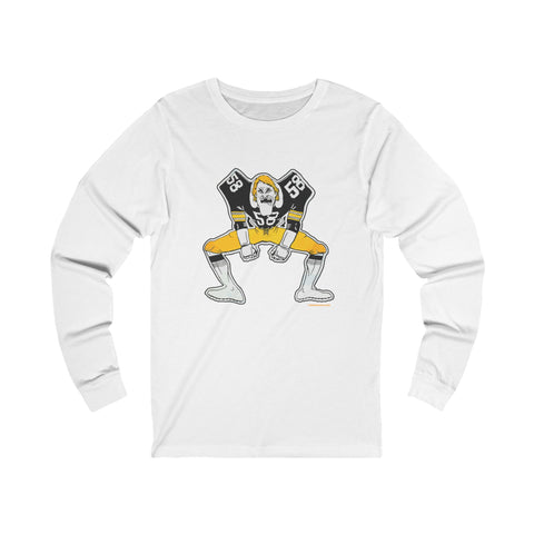 Pittsburgh Football Linebacker Cartoon - Long Sleeve Tee Long-sleeve Printify S White 