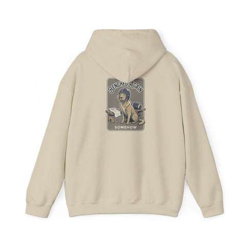 Football Pocket Hoodie with 'Somehow' Labrador Vintage Poster Back
