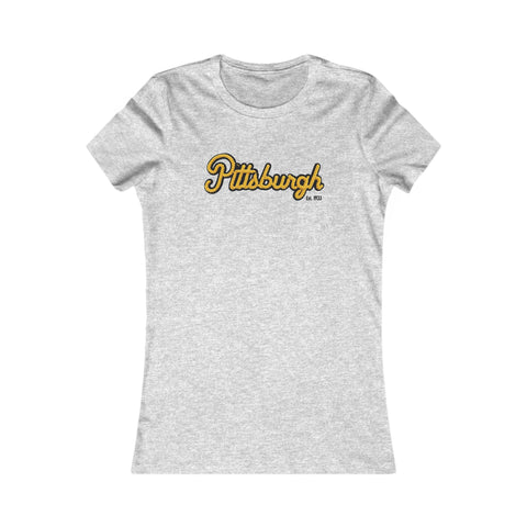 Pittsburgh Faux Embroidery Women's  Slim Feminine Fit Tee