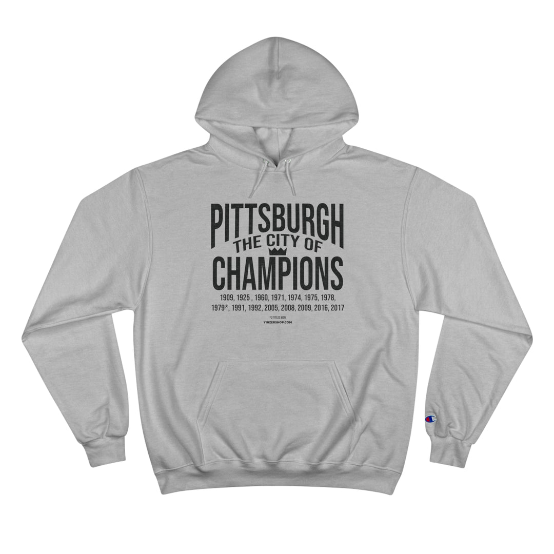 Pittsburgh, The City of Champions - Champion Hoodie Hoodie Printify Light Steel S 