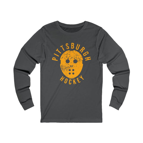 Retro Pittsburgh Hockey Shirt - Long Sleeve Tee Long-sleeve Printify S Asphalt 