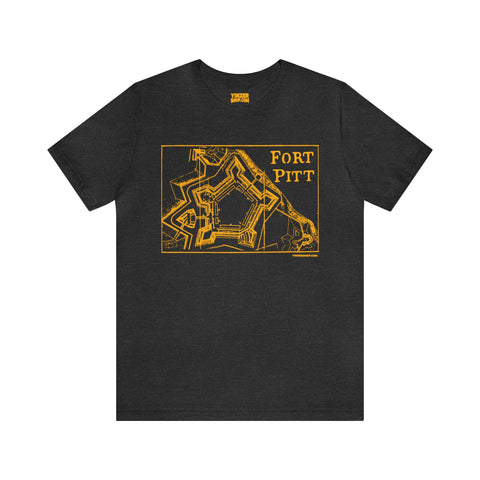 Fort Pitt Map - Retro - Short Sleeve Tee T-Shirt Printify Dark Grey Heather S 