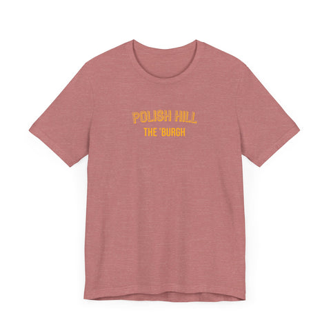 Polish Hill - The Burgh Neighborhood Series - Unisex Jersey Short Sleeve Tee T-Shirt Printify Heather Mauve XS 