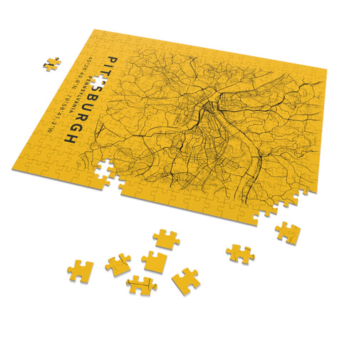 Pittsburgh City Street Map Jigsaw Puzzle with Tin Puzzle Printify