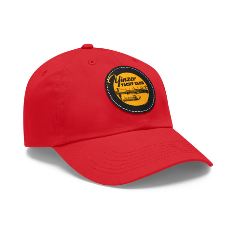 Yinzer Yach Club - Dad Hat with Leather Patch (Round) Hats Printify Red / Black patch Circle One size