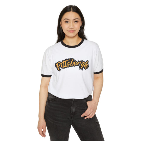 Pittsburgh Grunge Unisex Cotton Ringer T-Shirt