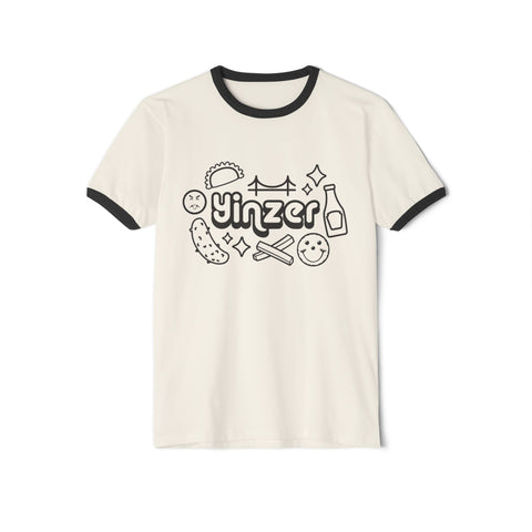 Yinzer Icon Doodles - Unisex Cotton Ringer T-Shirt