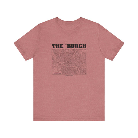 The 'Burgh Retro Map   - Short Sleeve Tee T-Shirt Printify Heather Mauve S 