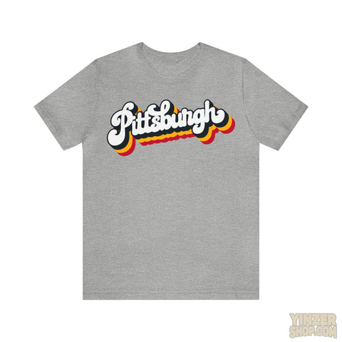 Retro Vintage 80'S Pittsburgh T-Shirt  - Unisex Bella+Canvas 3001 Jersey Short Sleeve Tee T-Shirt Printify Athletic Heather S 
