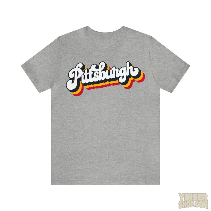 Retro Vintage 80'S Pittsburgh T-Shirt  - Unisex Bella+Canvas 3001 Jersey Short Sleeve Tee T-Shirt Printify Athletic Heather S 