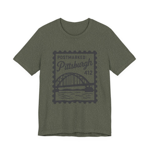 Vintage Pittsburgh Stamp - Unisex Jersey Short Sleeve Tee