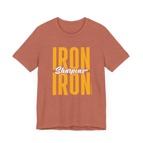 Iron Sharpens Iron - Proverbs 27:17 - Short sleeve T-shirt T-Shirt Printify Heather Clay XS 