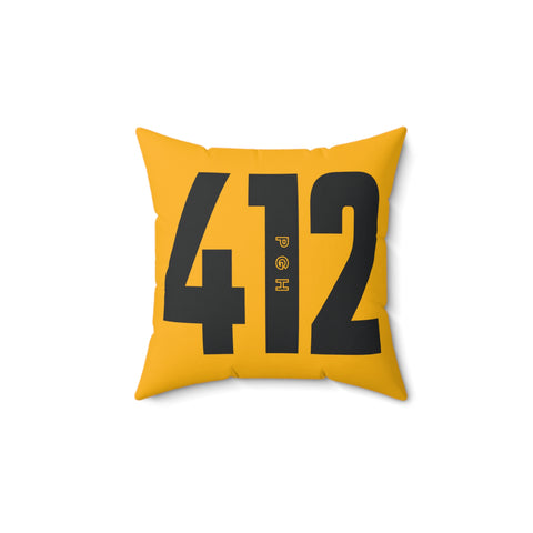 412 City Code Throw Pillow — Yellow Pittsburgh Number Accent Pillow