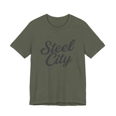 Steel City Cursive Print - Unisex Jersey Short Sleeve Tee