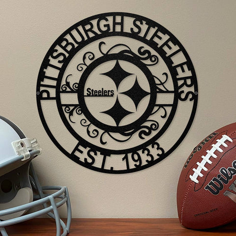 Pittsburgh Steelers EST. 1933 Laser Cut Metal Sign Steel Wall Art Party Animal, Inc.   