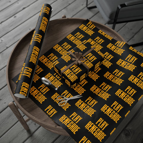 Play Renegade Wrapping Paper Roll — Black & Gold 'Ho Ho Ho' Holiday Gift Wrap