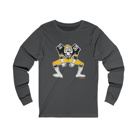 Pittsburgh Football Linebacker Cartoon - Long Sleeve Tee Long-sleeve Printify S Asphalt 