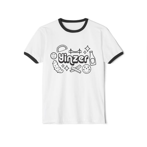 Yinzer Icon Doodles - Unisex Cotton Ringer T-Shirt