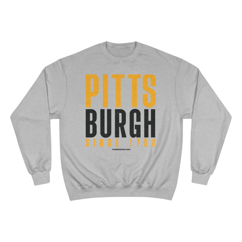 Big Pittsburgh - Champion Crewneck Sweatshirt Sweatshirt Printify Light Steel S 