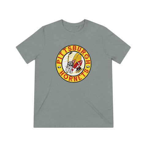 Pittsburgh Hornets T-Shirt (Tri-Blend Super Light) T-Shirt Vintage Ice Hockey Athletic Grey TriBlend XS 