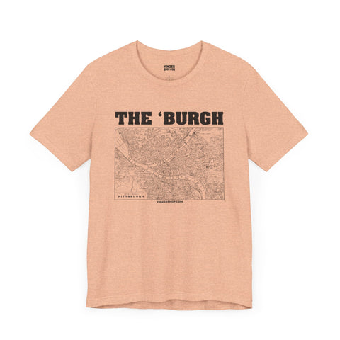 The 'Burgh Retro Map   - Short Sleeve Tee T-Shirt Printify Heather Peach S 
