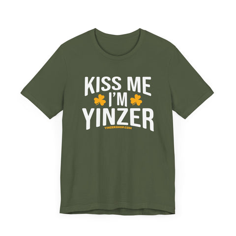 Kiss Me, I'm Yinzer - St. Patty's Day - Short Sleeve T-Shirt T-Shirt Printify Military Green S