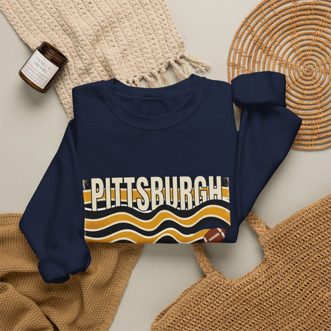 Pittsburgh Wavy Football Crewneck Sweatshirt