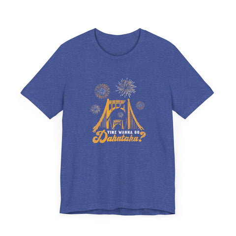 Yinz Wanna Go Dahntahn for Fireworks - Vintage Logo - Short Sleeve Tee T-Shirt Printify   