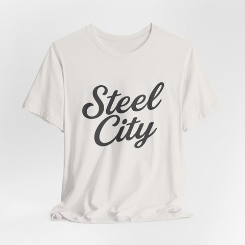 Steel City Cursive Print - Unisex Jersey Short Sleeve Tee
