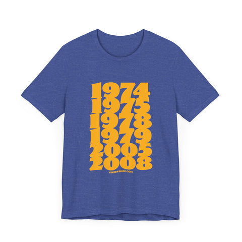 Winning Years: Pittsburgh Football Championship Titles - Short Sleeve Shirt T-Shirt Printify Heather True Royal XS 