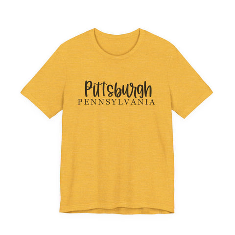 Pittsburgh Map (Print on Back) - Unisex Jersey Short Sleeve Tee