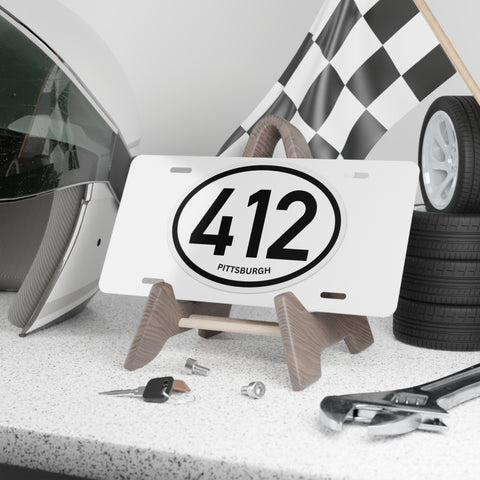 412 Pittsburgh Oval Vanity Plate — Aluminum License-Style Front Plate