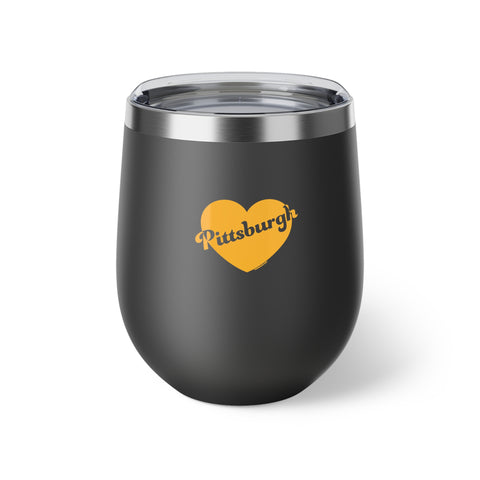 Pittsburgh Love Copper Vacuum Insulated Cup, 12oz Mug Printify Black 12oz