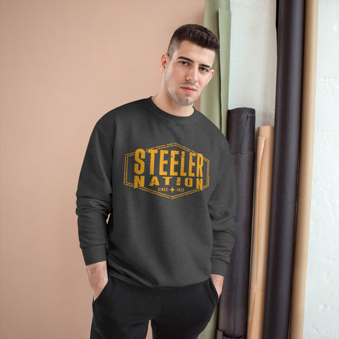 Steeler Nation - Champion Crewneck Sweatshirt Sweatshirt Printify   