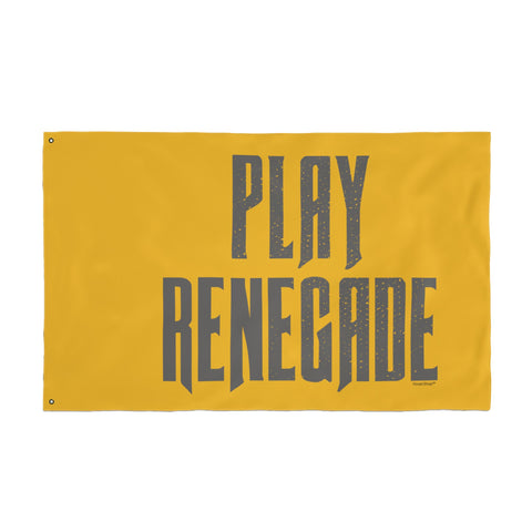 Play Renegade Distressed Graphic  - Double Sided Yellow Flag with Black