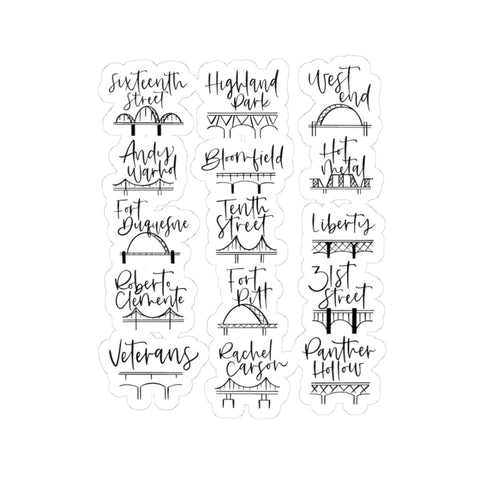 Pittsburgh Bridges Doodle -  Kiss-Cut Stickers