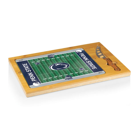 Penn State Nittany Lions Football Field - Icon Glass Top Cutting Board & Knife Set  Picnic Time Family of Brands   