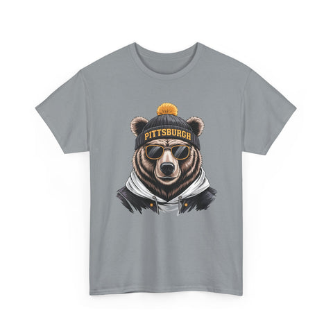 Pittsburgh Game Day Bear - Unisex Heavy Cotton Tee